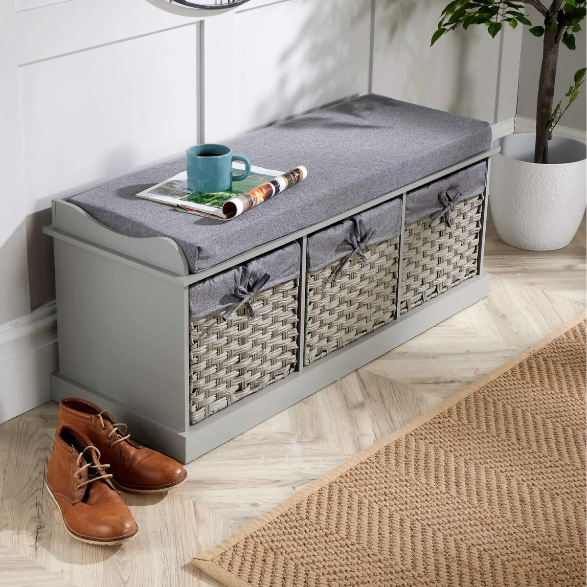 Malibu White Storage Bench 3 Drawer - White – image 4