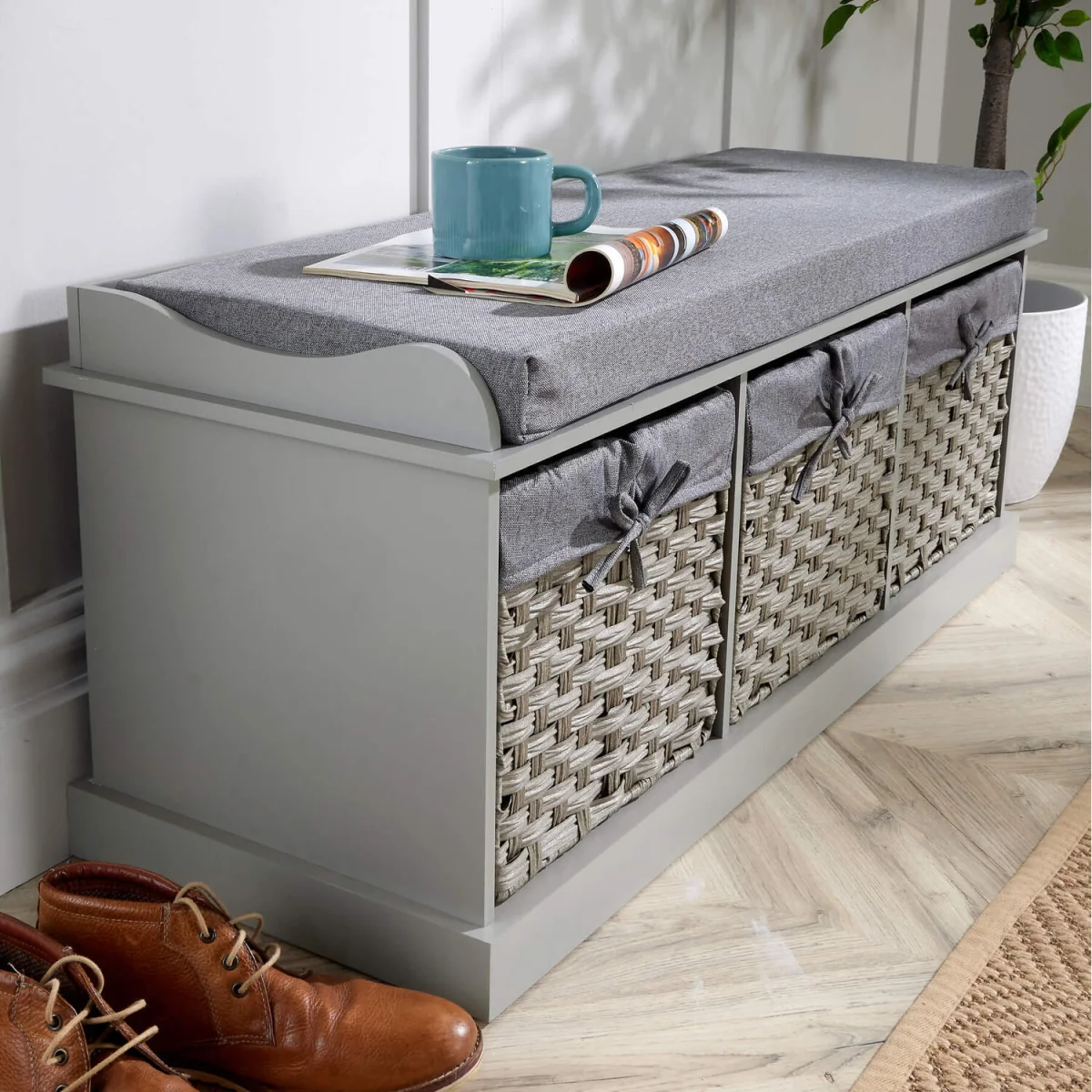 Malibu White Storage Bench 3 Drawer - White – image 6