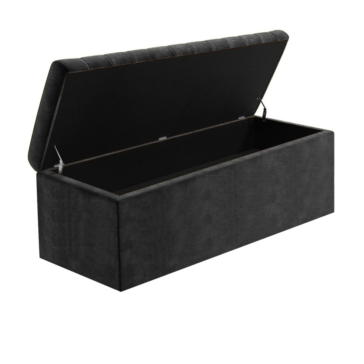 Safar Naples Ottoman Storage Box, Charcoal Striped Upholstered Blanket Chest & End of Bed Bench - Blue Naples – image 3