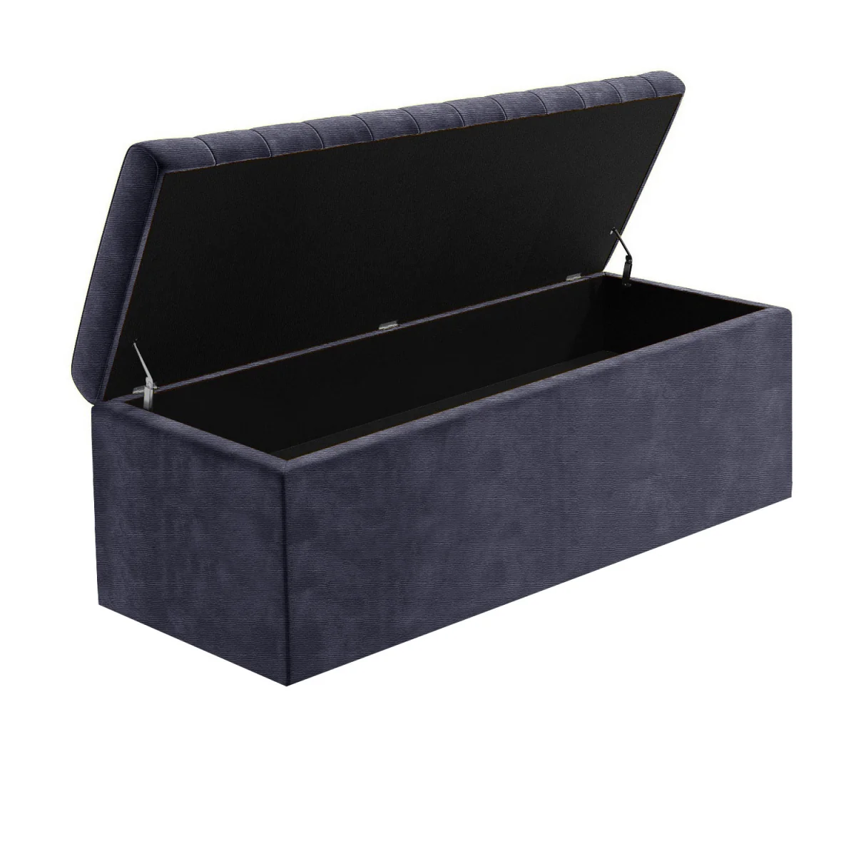 Safar Naples Ottoman Storage Box, Charcoal Striped Upholstered Blanket Chest & End of Bed Bench - Blue Naples – image 24