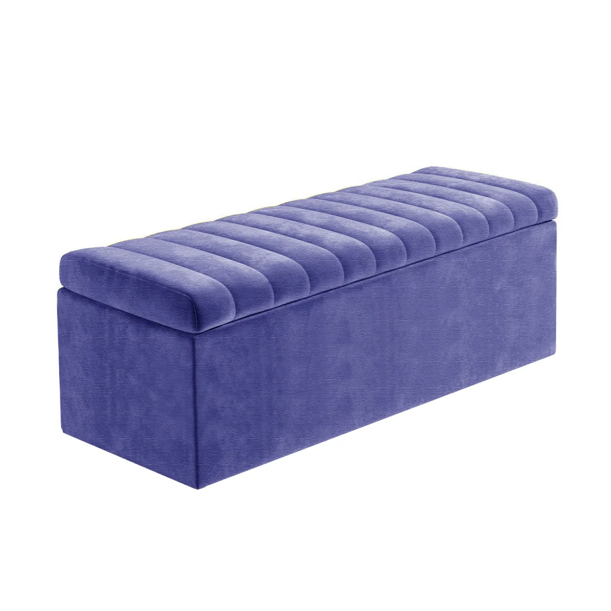 Safar Naples Ottoman Storage Box, Charcoal Striped Upholstered Blanket Chest & End of Bed Bench - Blue Naples – image 8