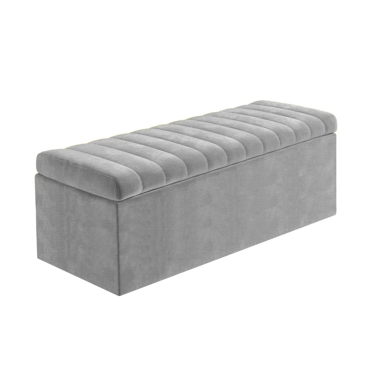 Safar Naples Ottoman Storage Box, Charcoal Striped Upholstered Blanket Chest & End of Bed Bench - Blue Naples – image 10