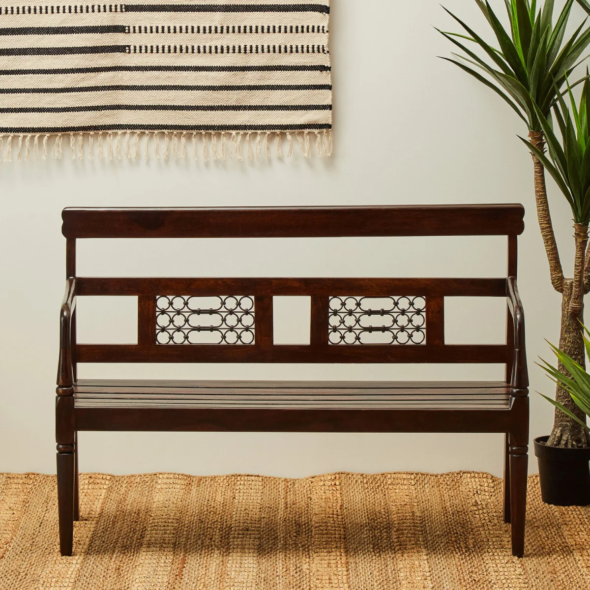 Srina Dark Sheesham Wood Bench - Brown – image 2