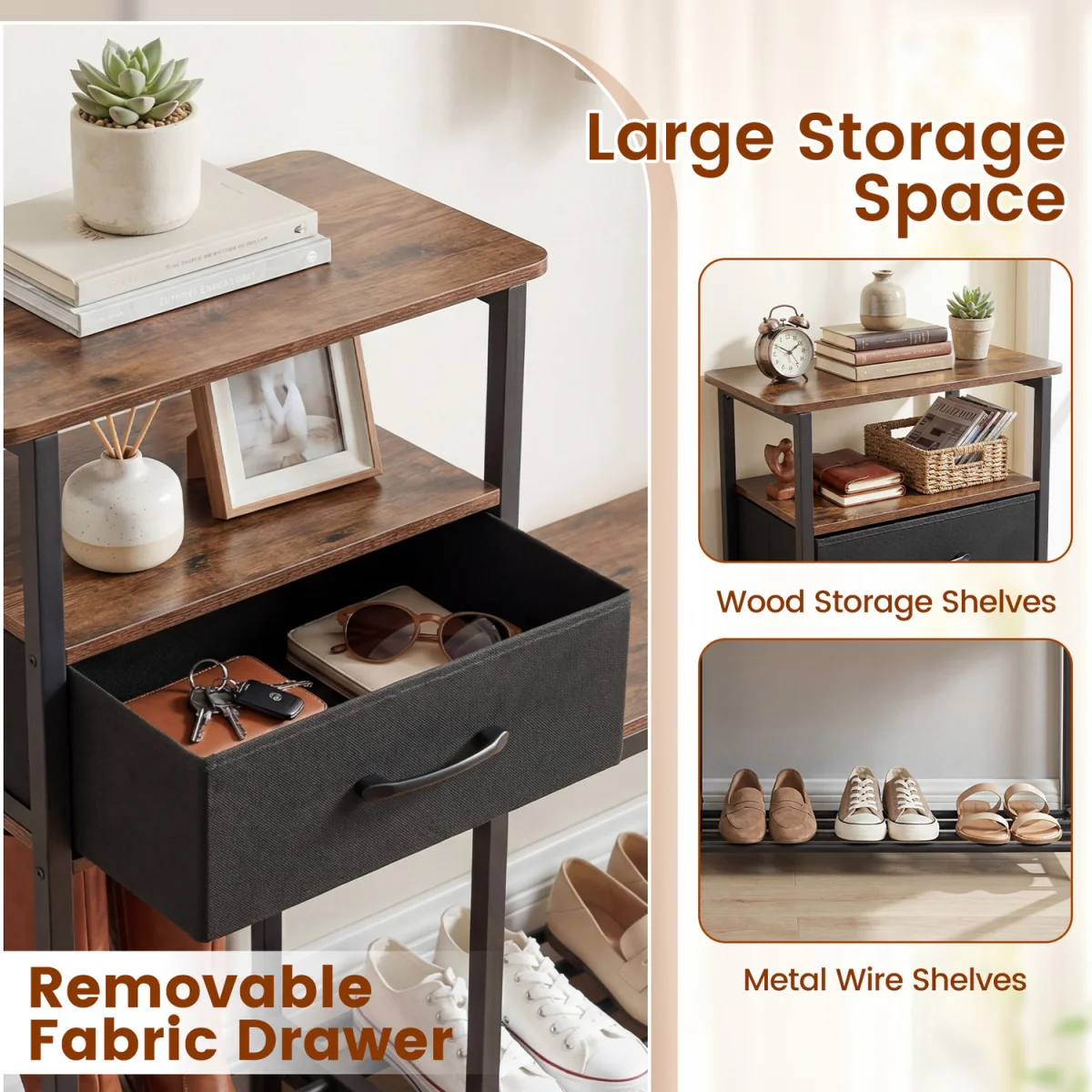 3 Tiers Industrial Shoe Rack Bench - Brown – image 8