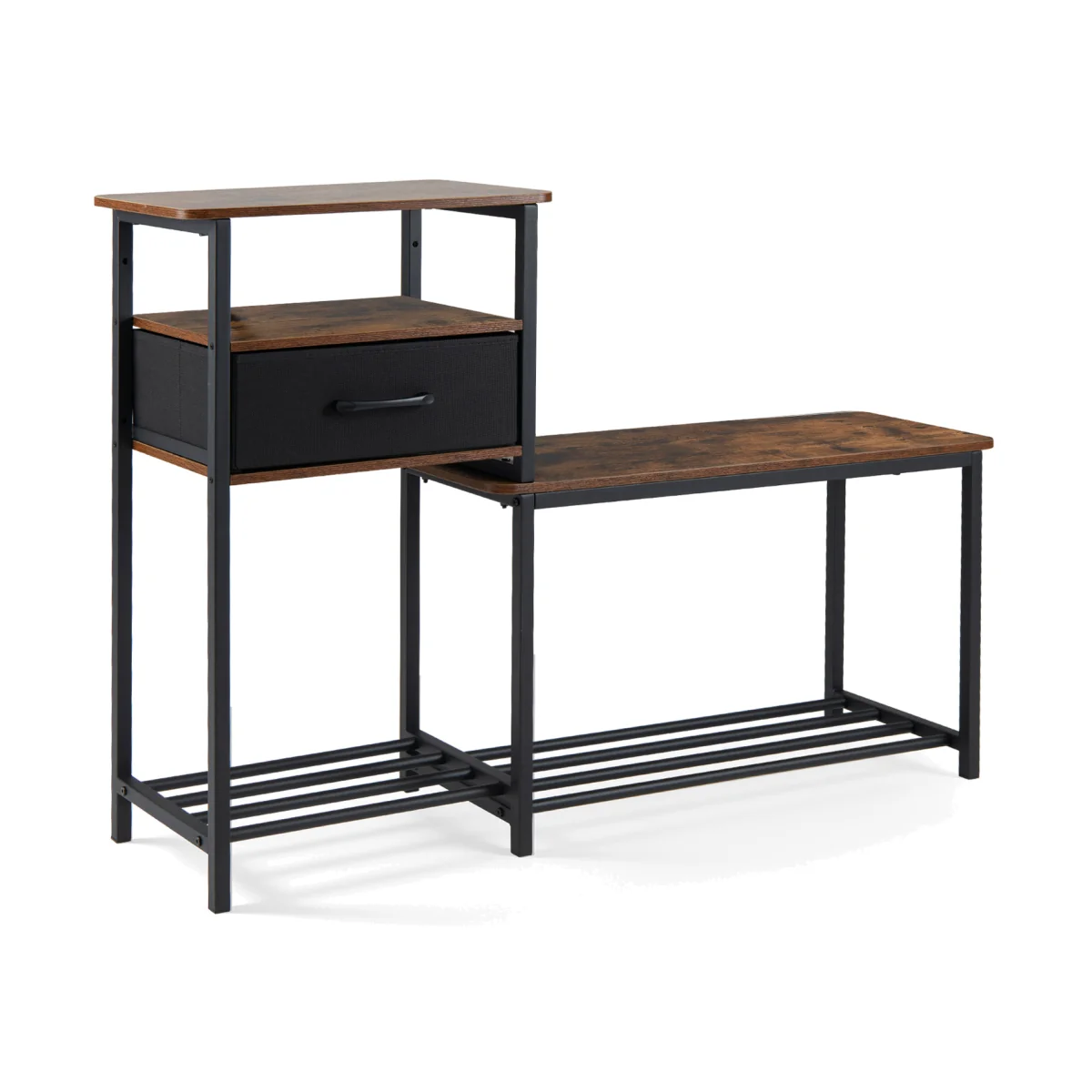 3 Tiers Industrial Shoe Rack Bench - Brown – image 1