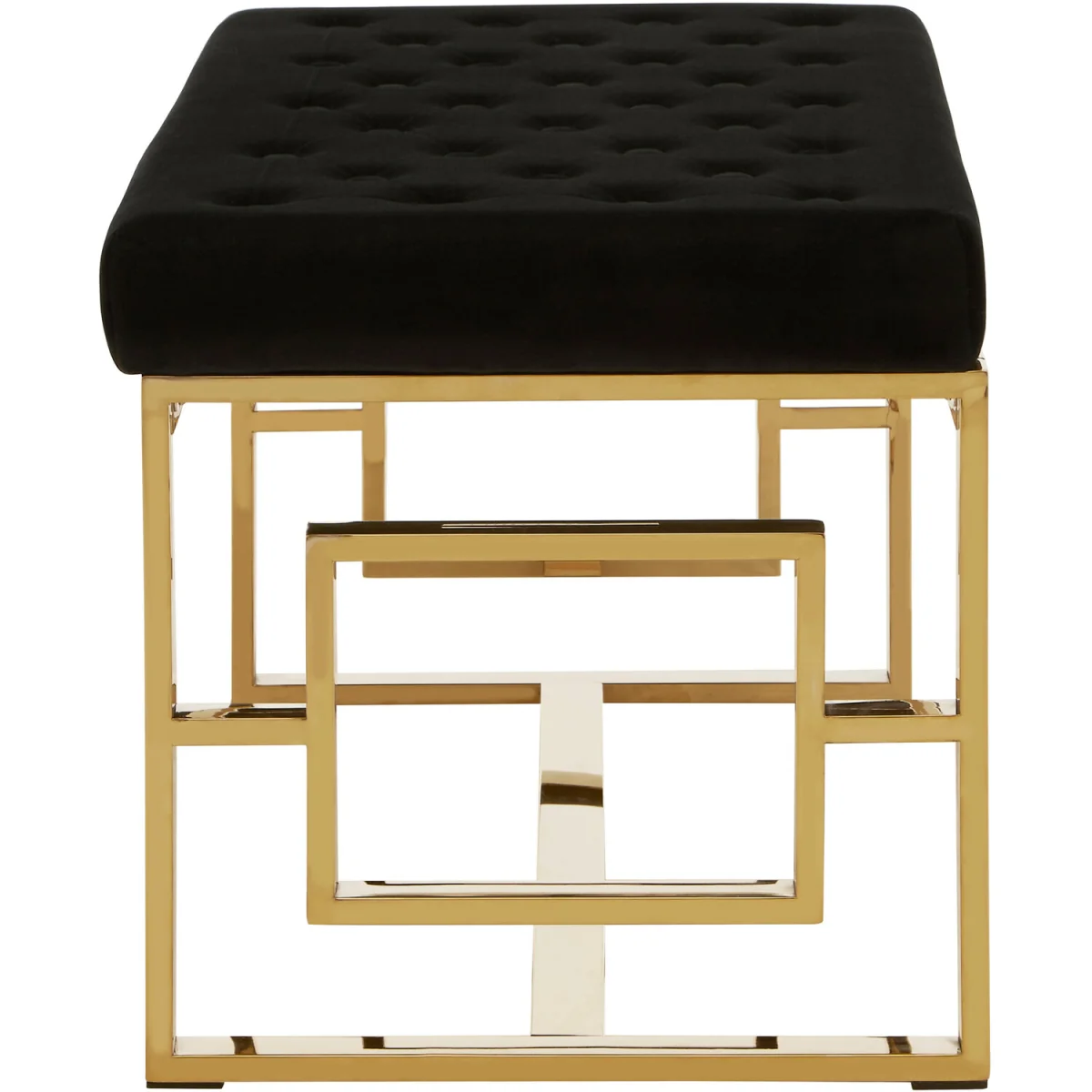 Allure Black Velvet and Gold Bench - Black, Gold – image 2