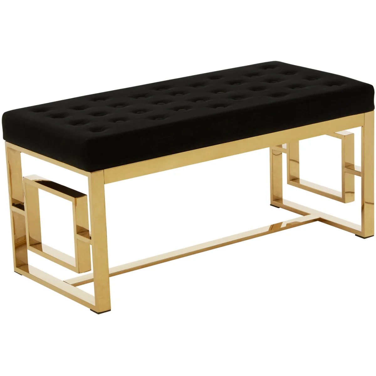 Allure Black Velvet and Gold Bench - Black, Gold – image 3