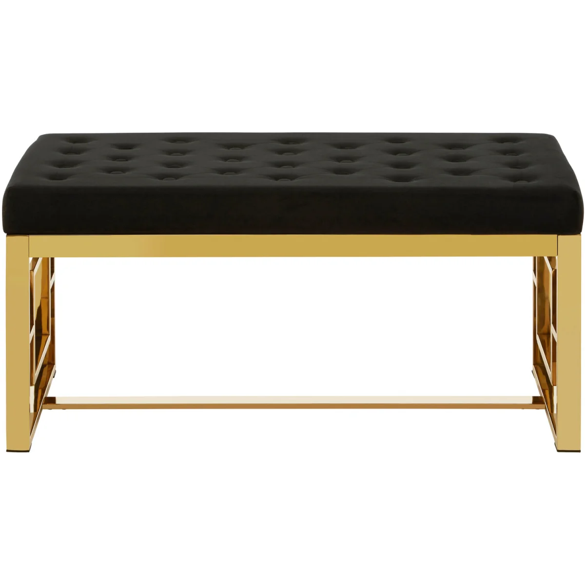 Allure Black Velvet and Gold Bench - Black, Gold – image 4