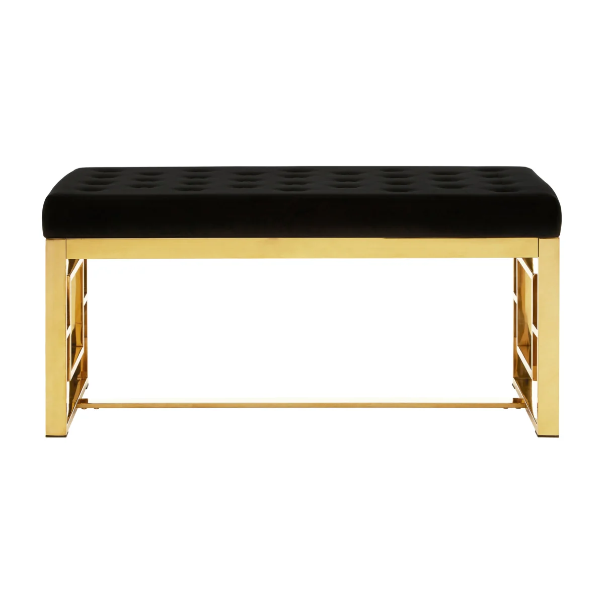 Allure Black Velvet and Gold Bench - Black, Gold – image 1