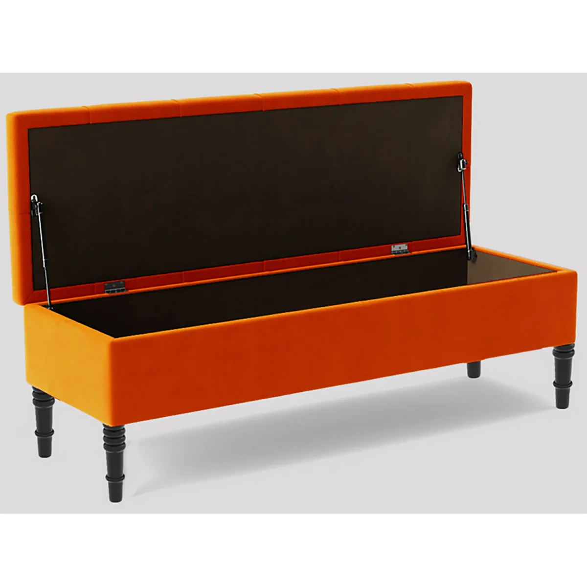 137cm Chesterfield Ottoman Storage Bench, Duck Egg Tufted Upholstered Velvet Ottoman Footstool - Burnt Orange Plush Velvet – image 2