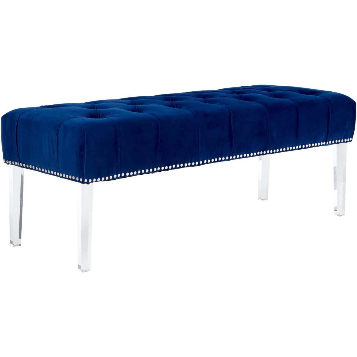 Clarence Blue Velvet Bench - Blue – image 3
