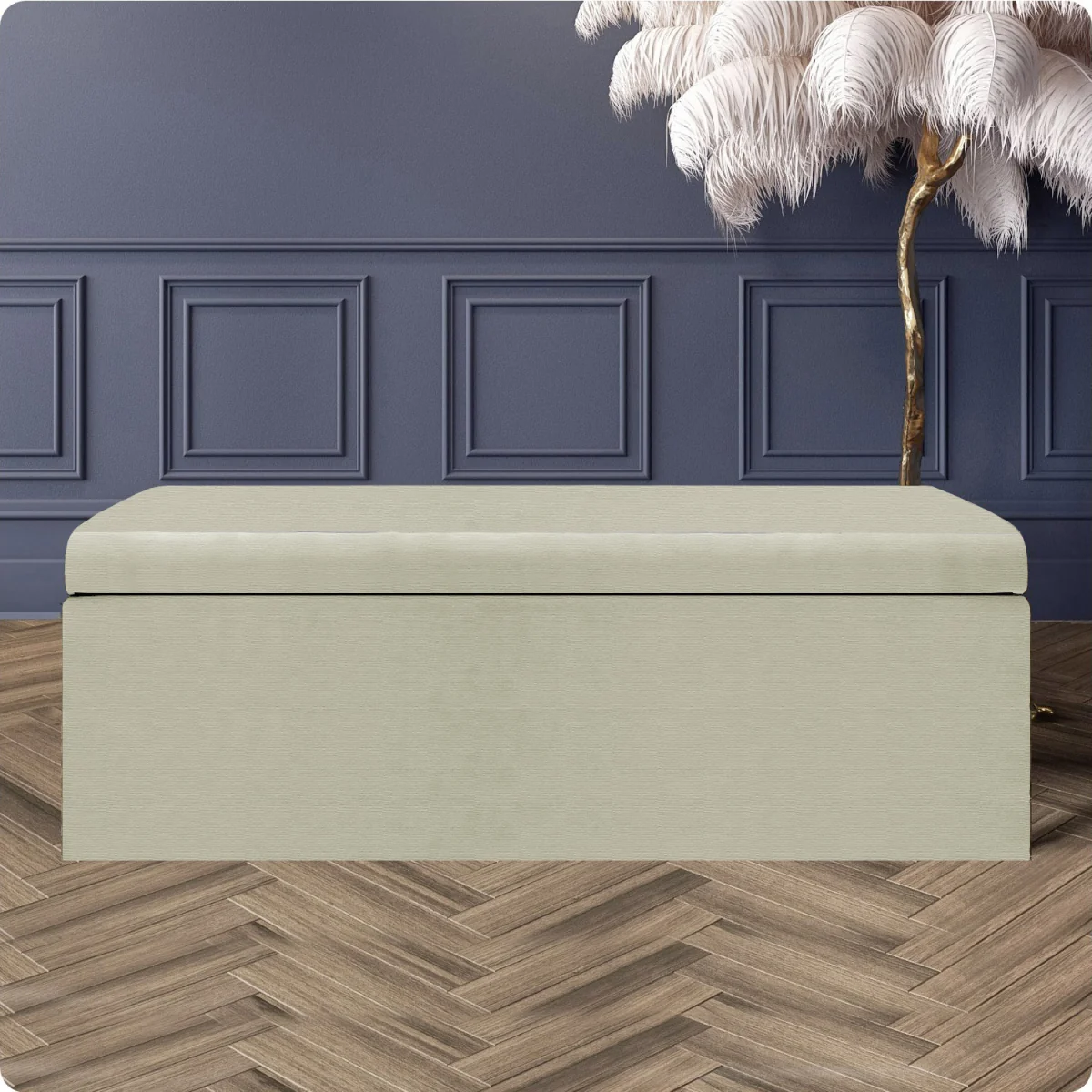 Large Plain Safar Storage Ottoman Box, Upholstered Naples Deep Storage Ottoman End of Bed Bench - Brown Naples – image 19
