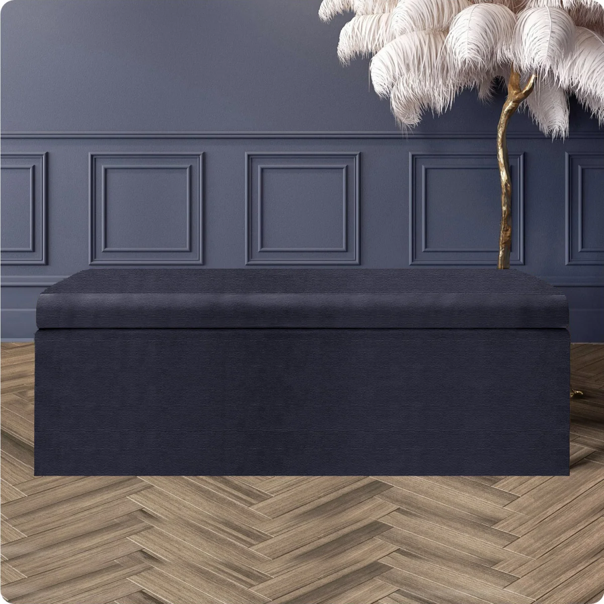 Large Plain Safar Storage Ottoman Box, Upholstered Naples Deep Storage Ottoman End of Bed Bench - Brown Naples – image 23