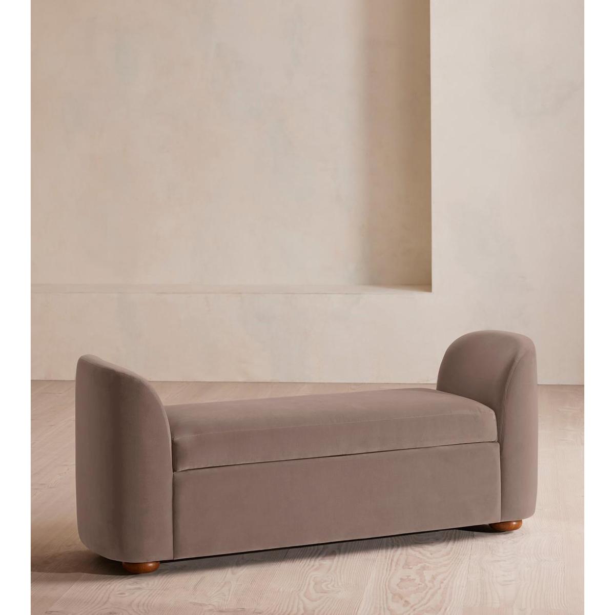 Athena Bench, Velvet, Taupe – image 2