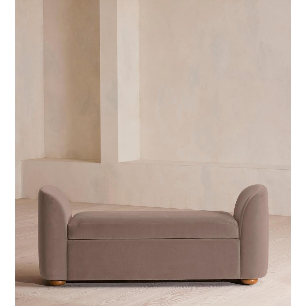Athena Bench, Velvet, Taupe – image 3