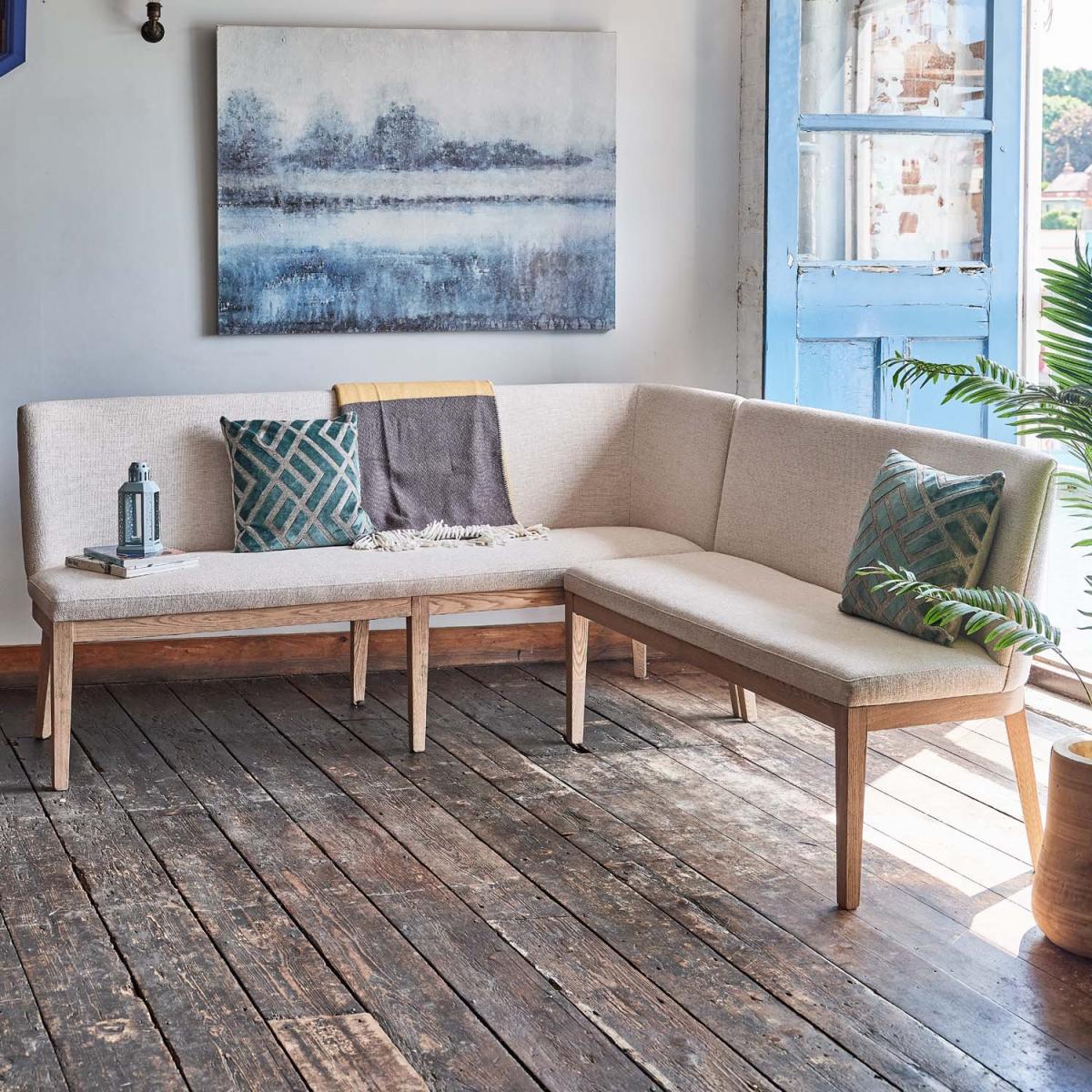 Hampton Beige Corner Bench - Left Hand Facing – image 1