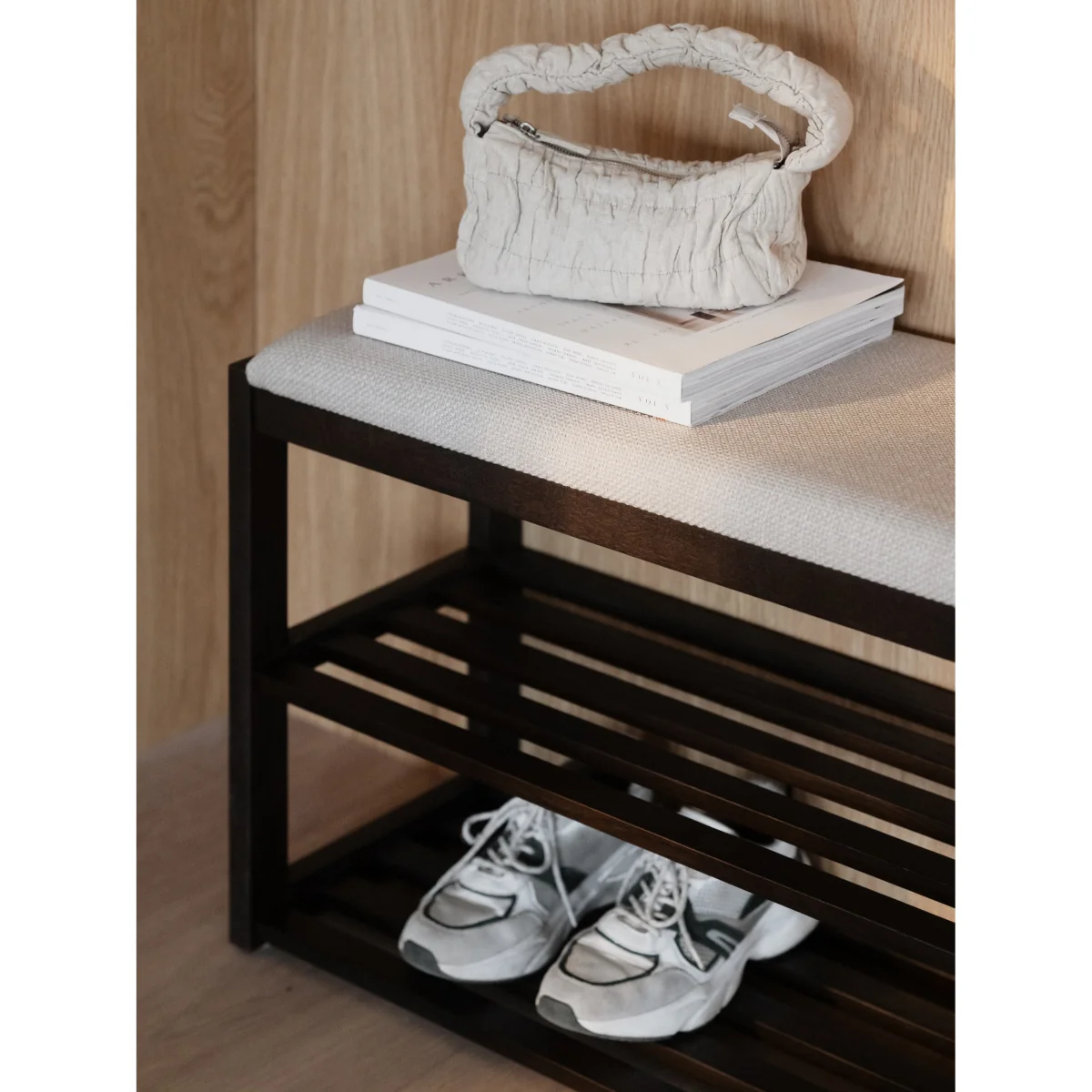 Oak Wood Bench Confetti with Shoe Rack – image 4