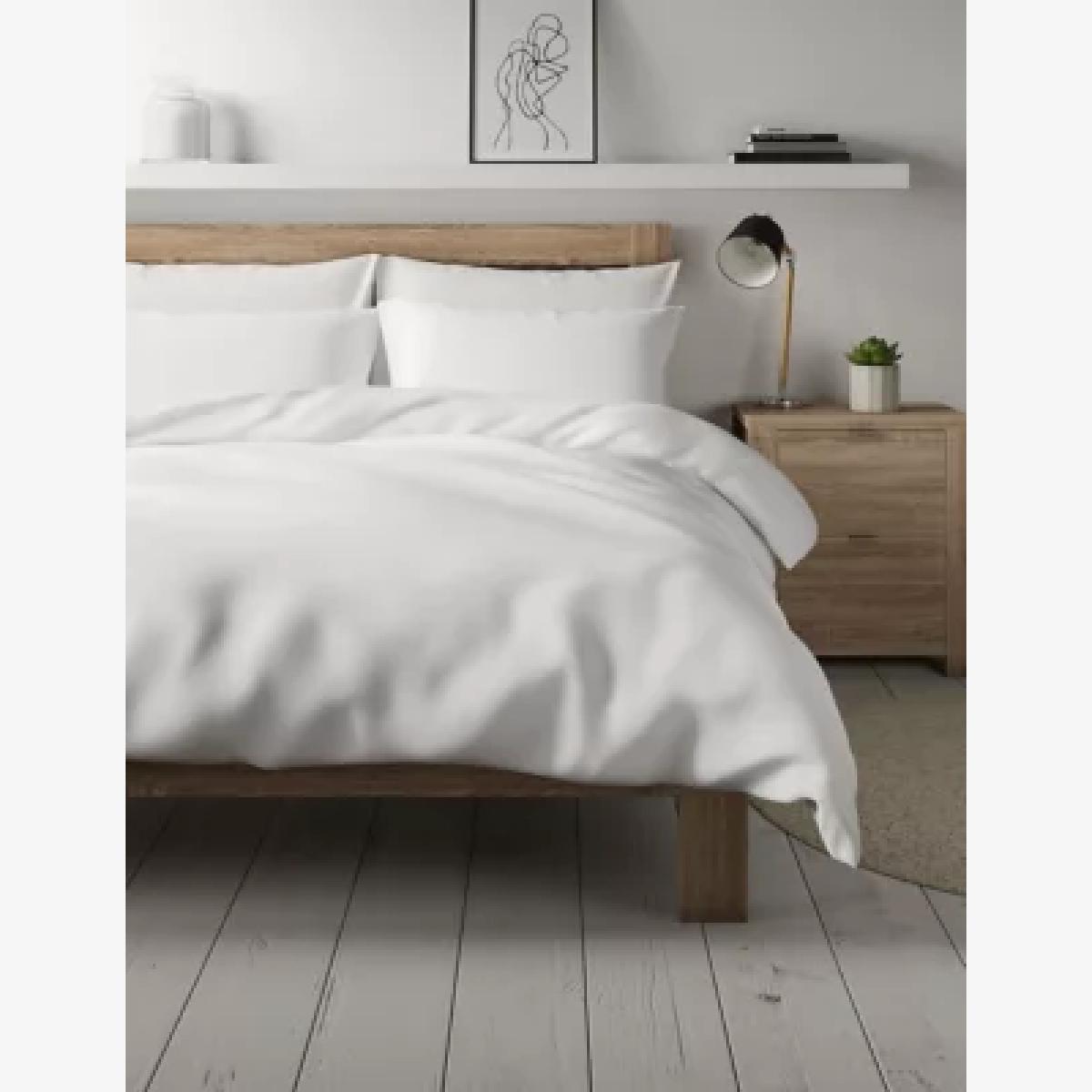 M&S Bamboo Cotton Blend Sateen Duvet Cover - 5FT - White, White,Pink,Mint,Mid Blue,Mid Grey,Stone,Cream – image 1
