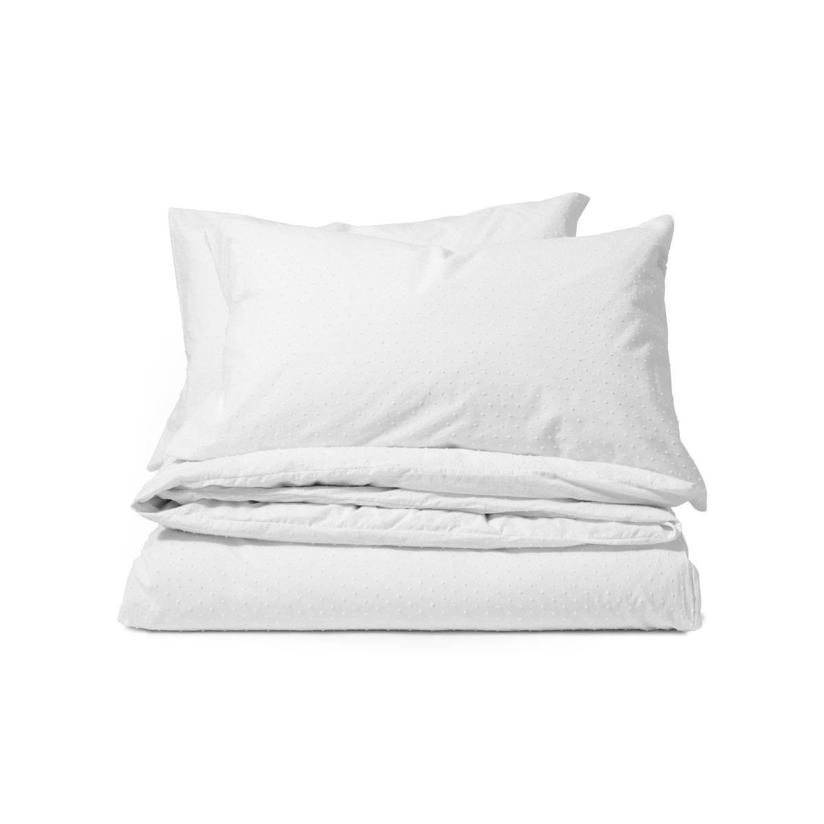 Veli 100% Cotton Plumetis Weave Duvet Cover + 2 Pillowcases, King, White – image 2
