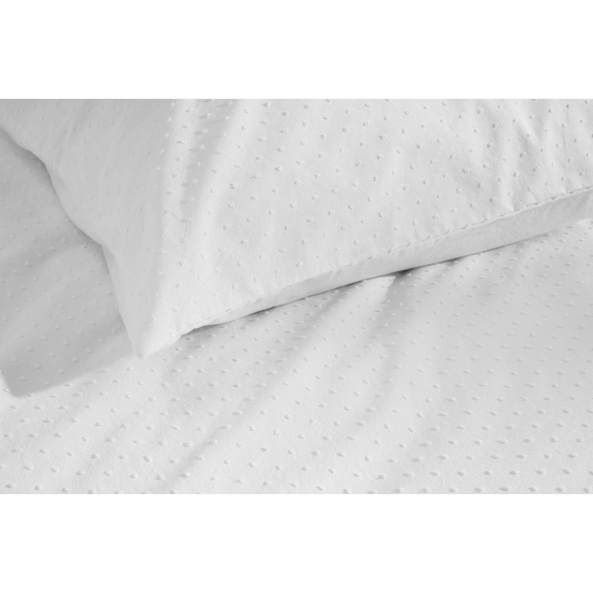 Veli 100% Cotton Plumetis Weave Duvet Cover + 2 Pillowcases, King, White – image 5