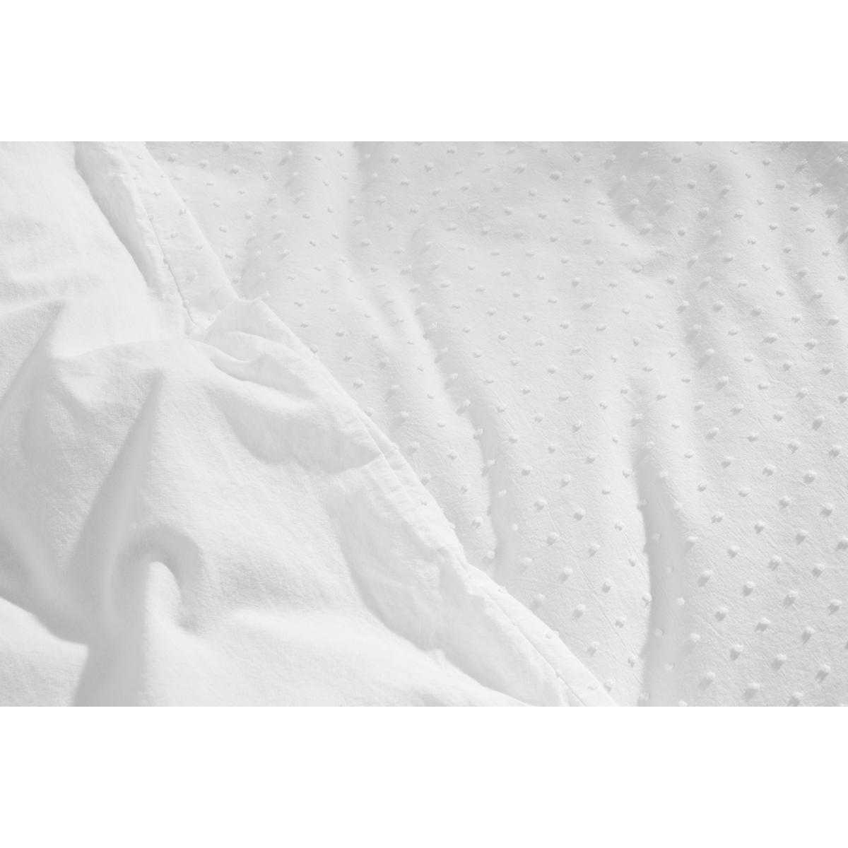 Veli 100% Cotton Plumetis Weave Duvet Cover + 2 Pillowcases, King, White – image 6