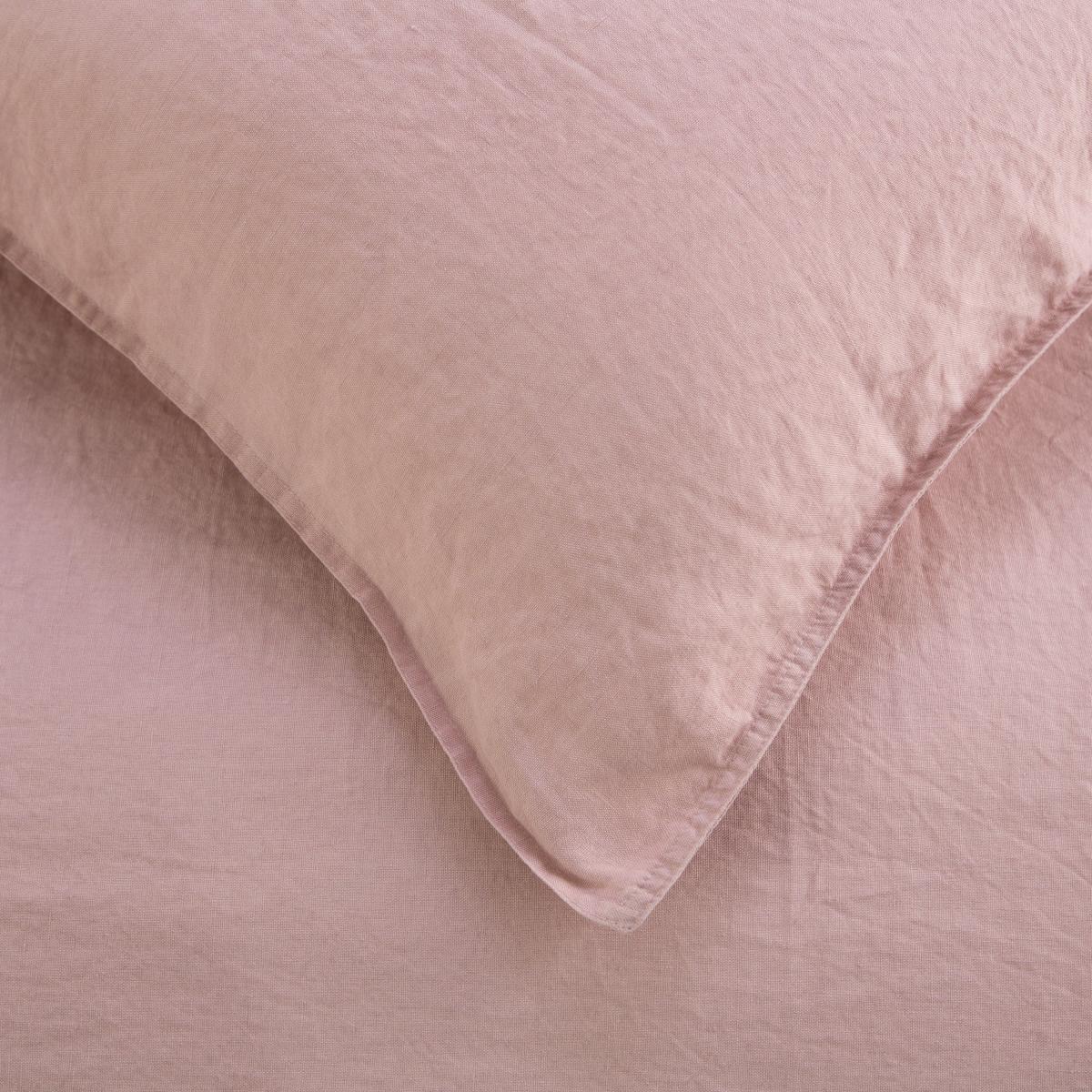 Brisa Linen Duvet Cover + 2 Pillowcases, King, Dusky Pink – image 4