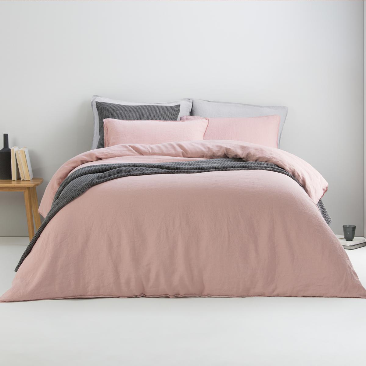 Brisa Linen Duvet Cover + 2 Pillowcases, King, Dusky Pink – image 1