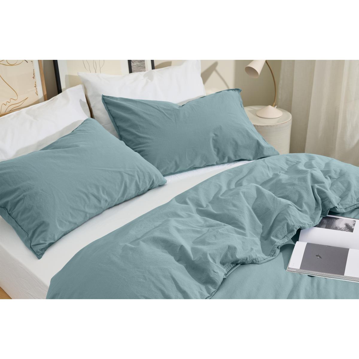 Alexia 100% Organic Stonewashed Cotton Duvet Cover + 2 Pillowcases, King, Dusty Teal – image 4