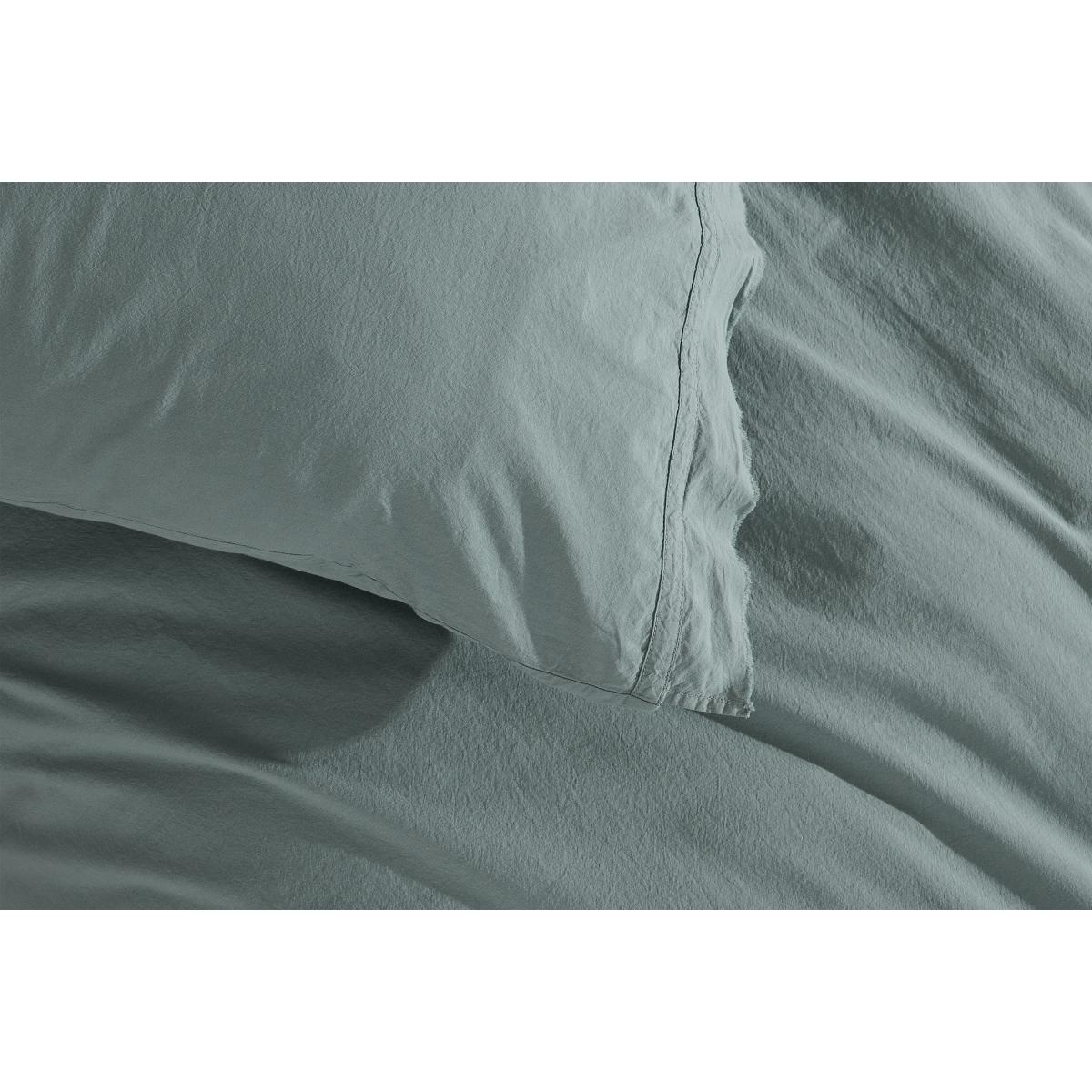 Zana 100% Organic Cotton Stonewashed Duvet Cover + 2 Pillowcases, King, Seafoam – image 5