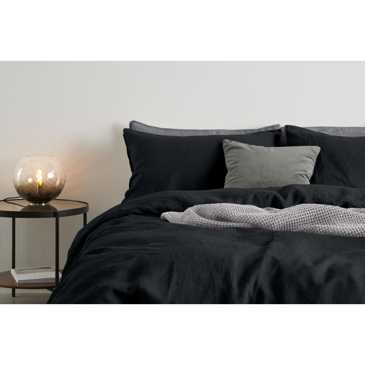 Brisa 100% Linen Duvet Cover + 2 Pillowcases King Size, Black – image 5