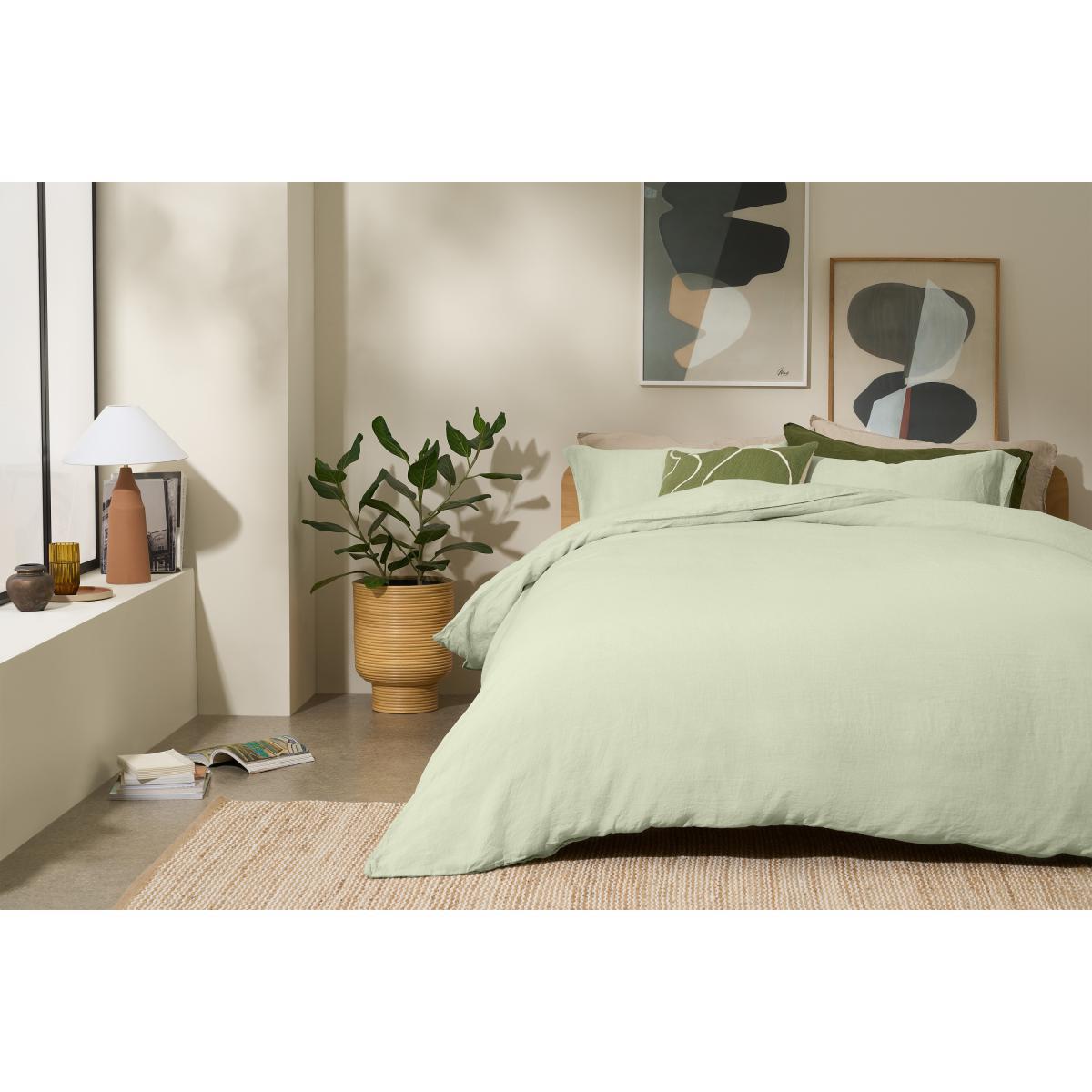 Brisa 100% Linen Duvet Cover, King Size, Sage Green – image 4