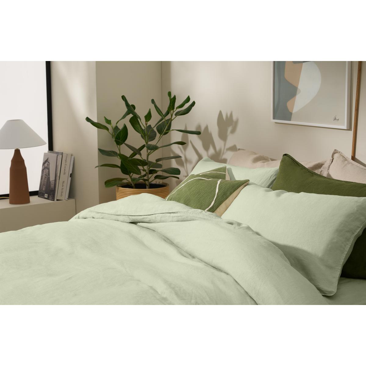 Brisa 100% Linen Duvet Cover, King Size, Sage Green – image 5