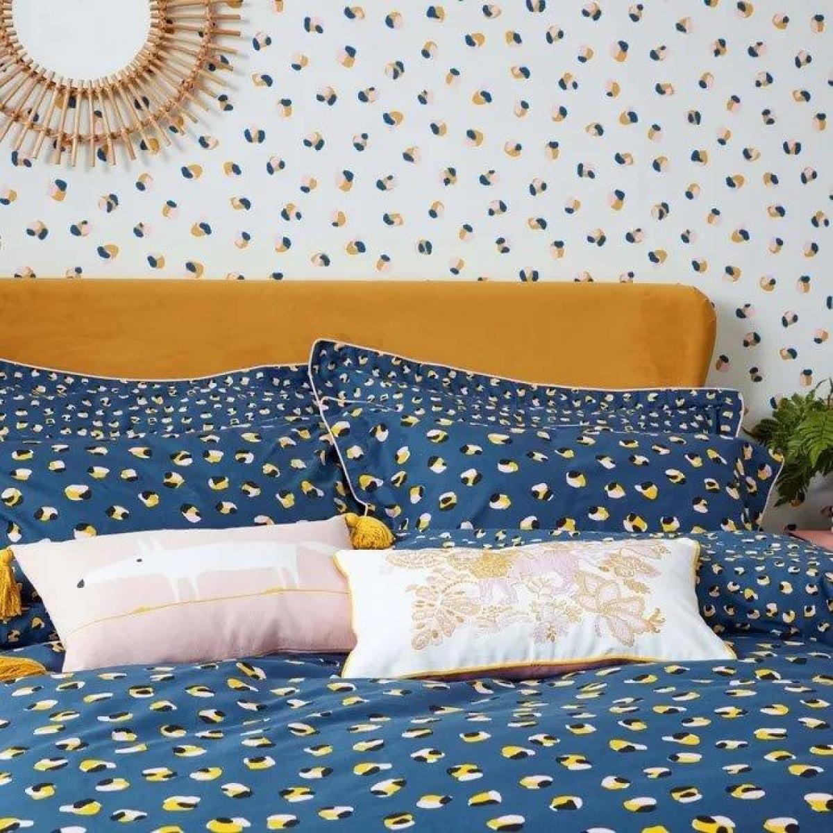 Scion Leopard Dots Denim Duvet Cover Set - King, Cotton, Animal Print – image 3