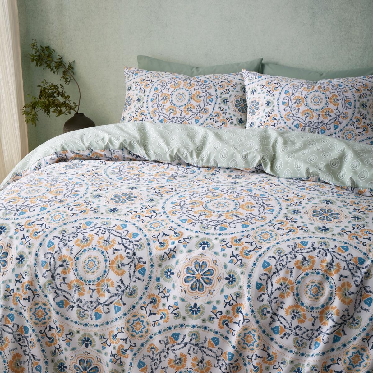 Pineapple Elephant Safiya Mandala Duvet Cover Set - King In BlueGreenGold – image 4