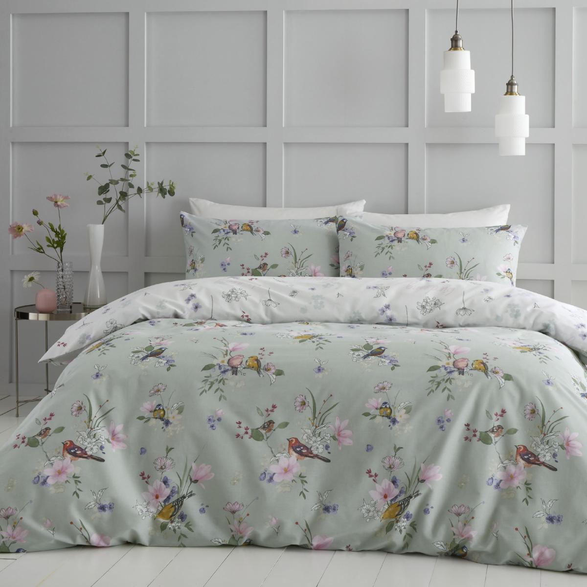 Catherine Lansfield Songbird Duvet Cover Set - King In Green – image 2