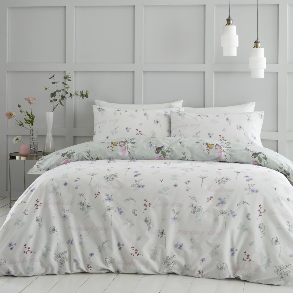 Catherine Lansfield Songbird Duvet Cover Set - King In Green – image 1