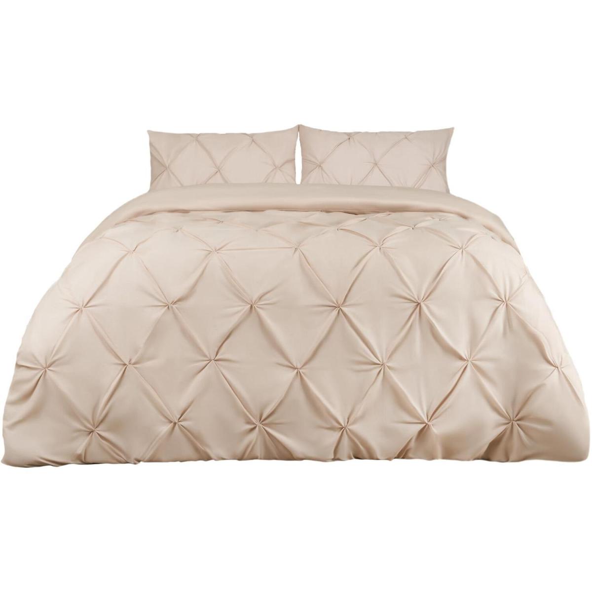 Highams Diamond Pintuck Duvet Cover with Pillowcase - Yellow / King – image 2
