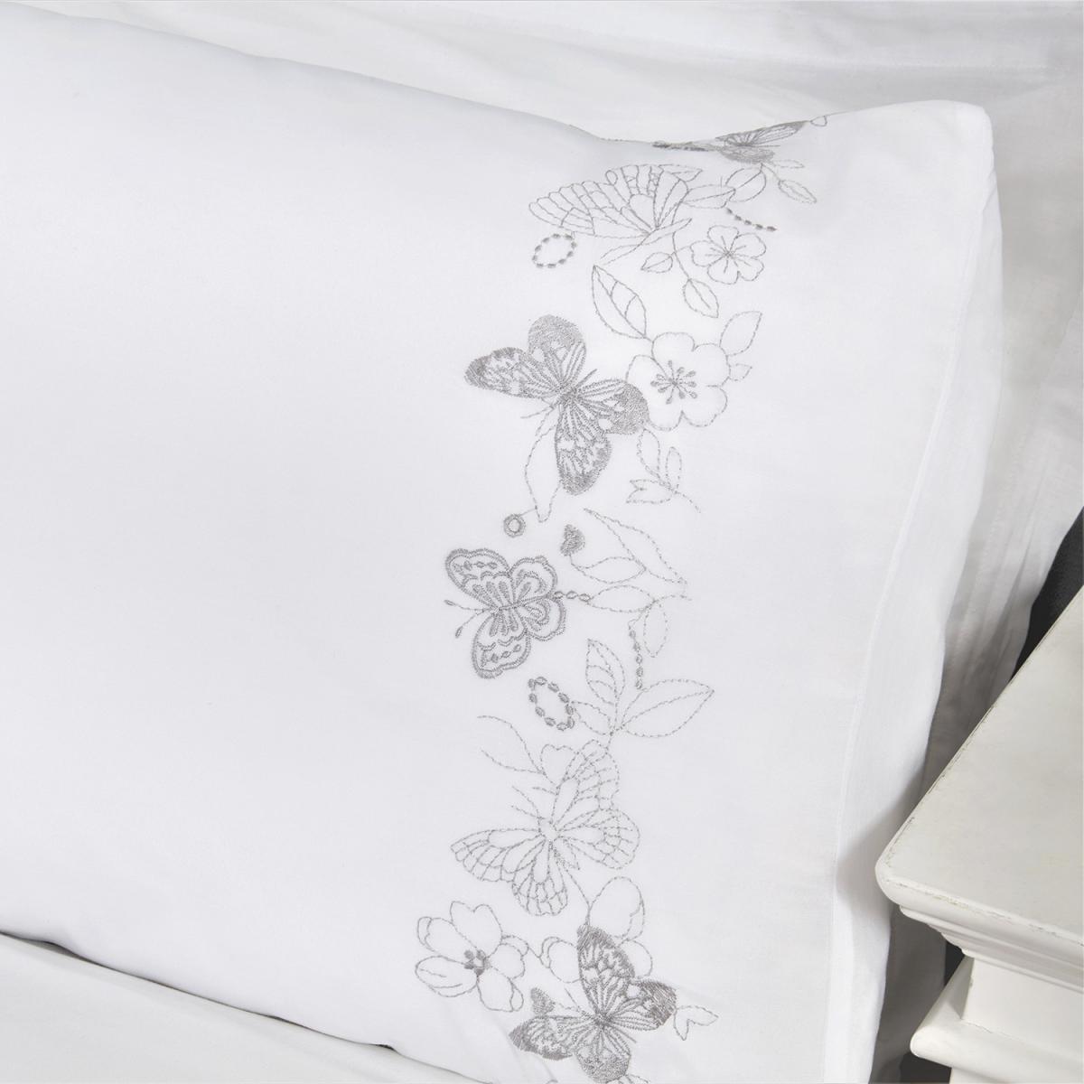 Mariella Butterfly Duvet Cover and Pillowcase Set - White / King – image 3