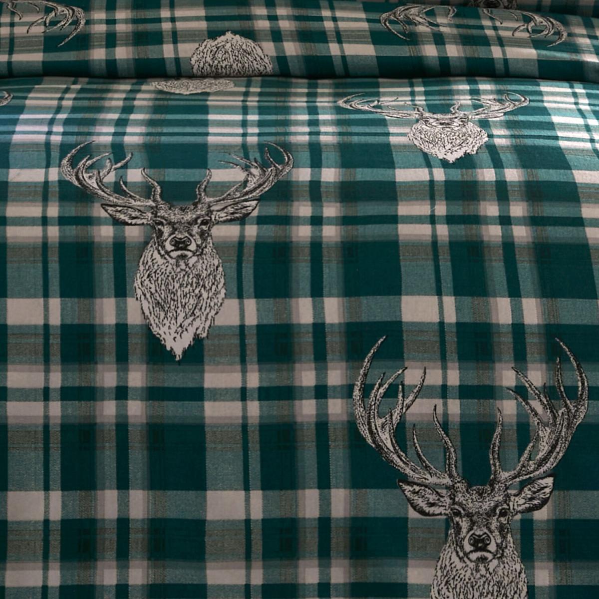 Moorland Stag Check Duvet Cover and Pillowcase Set - Green / King – image 3