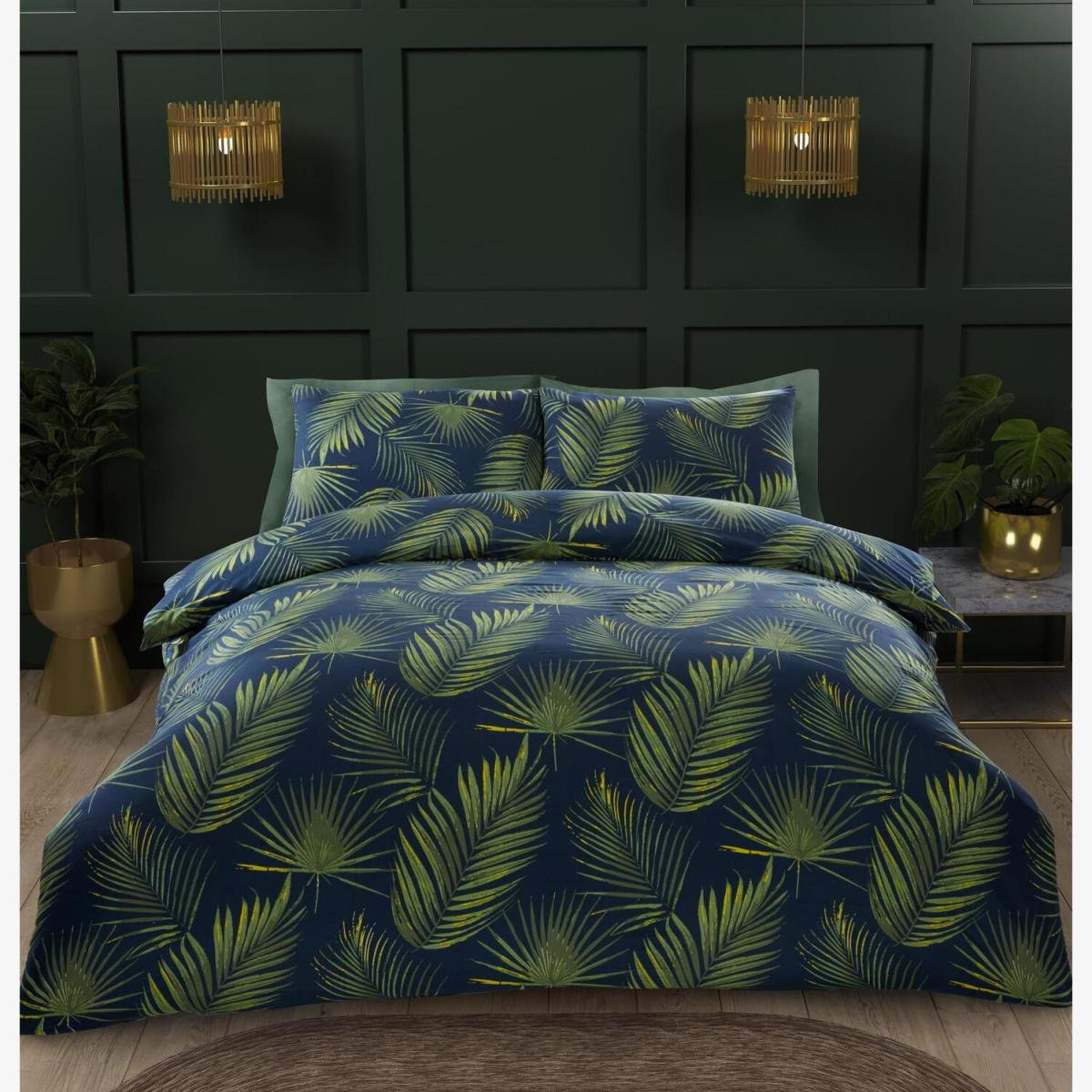 Palma Leaves Duvet Cover Set - Green / King