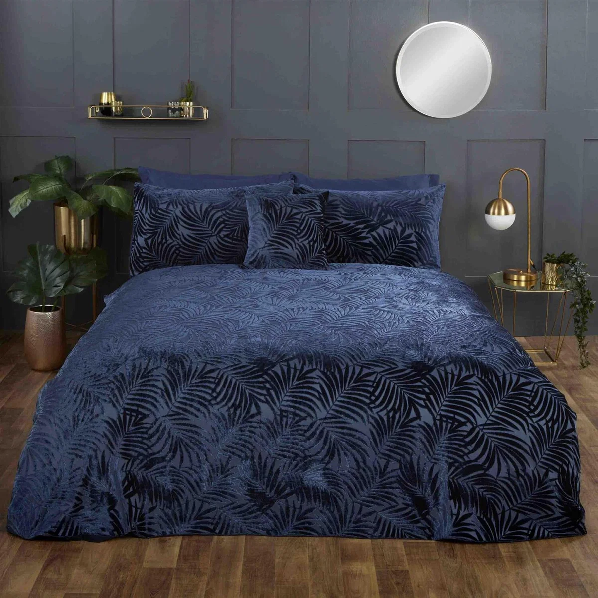 Paloma Jacquard Duvet Cover Set - Navy / King