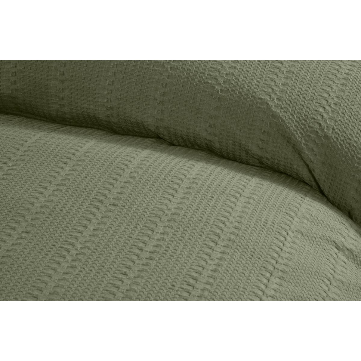 Merida Waffle Stripe Duvet Cover and Pillowcase Set - Khaki / King – image 4