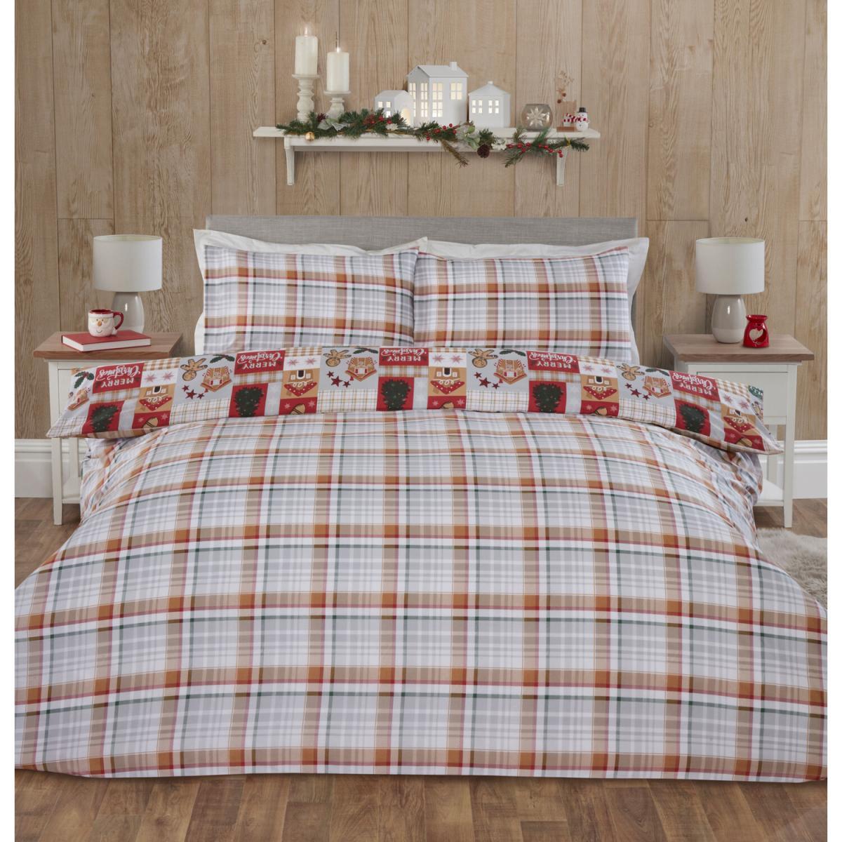 Gingerbread Patchwork Duvet Cover and Pillowcase Set - Red / King – image 2