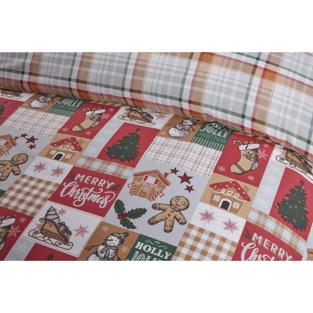 Gingerbread Patchwork Duvet Cover and Pillowcase Set - Red / King – image 4