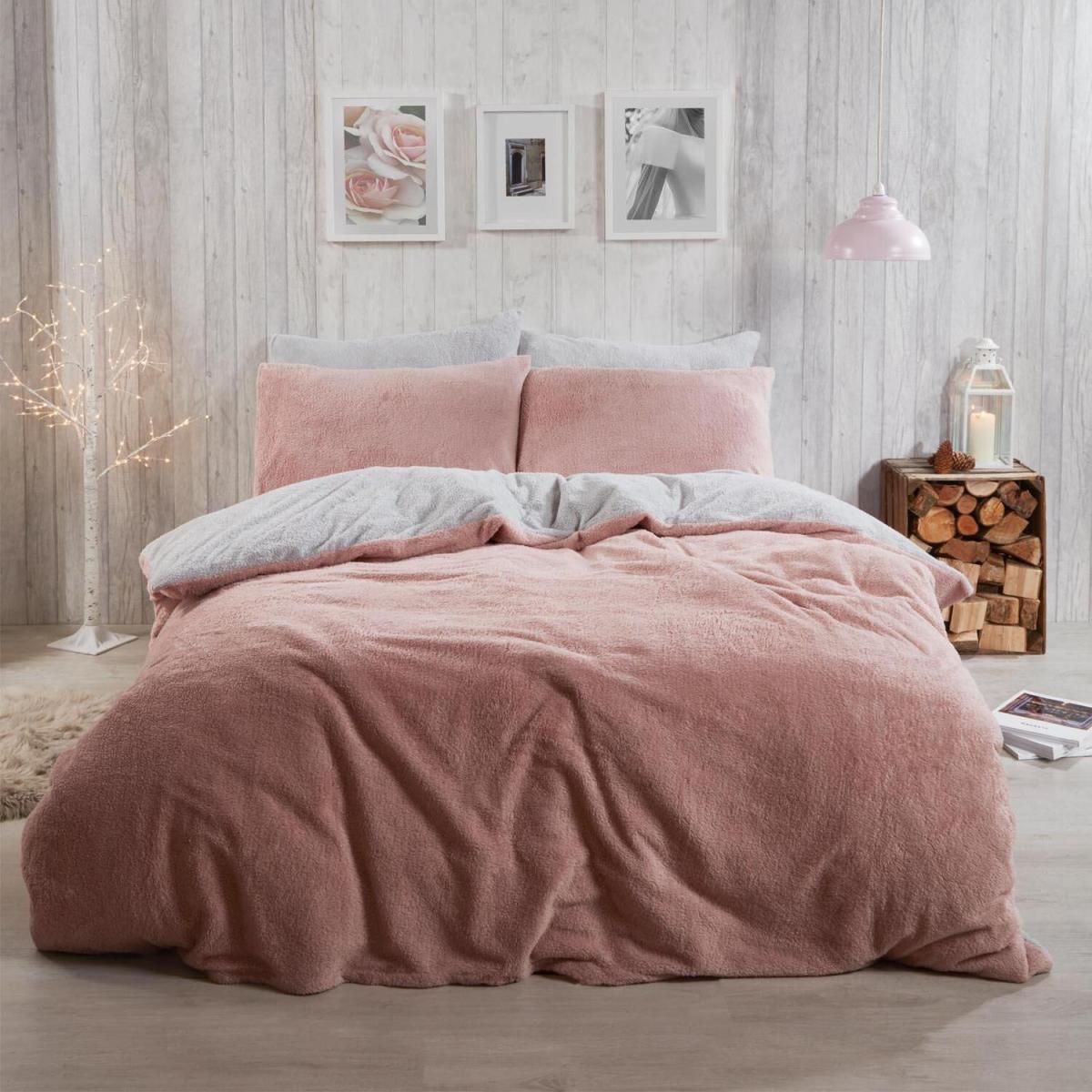 Brentfords Reversible Teddy Duvet Cover Set with Pillowcases - Pink / King – image 2
