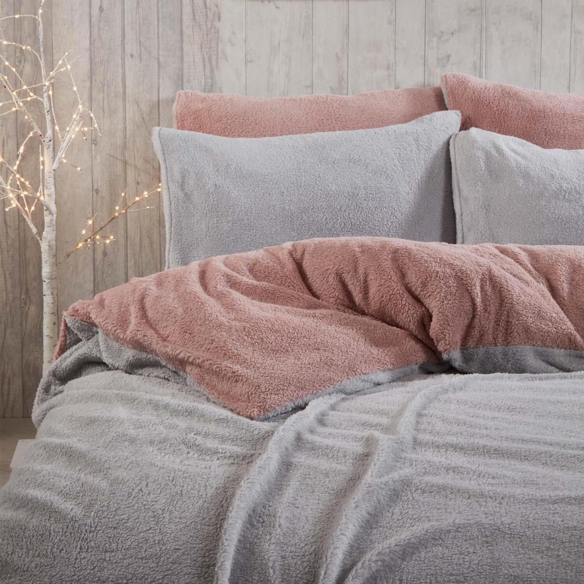 Brentfords Reversible Teddy Duvet Cover Set with Pillowcases - Pink / King – image 3