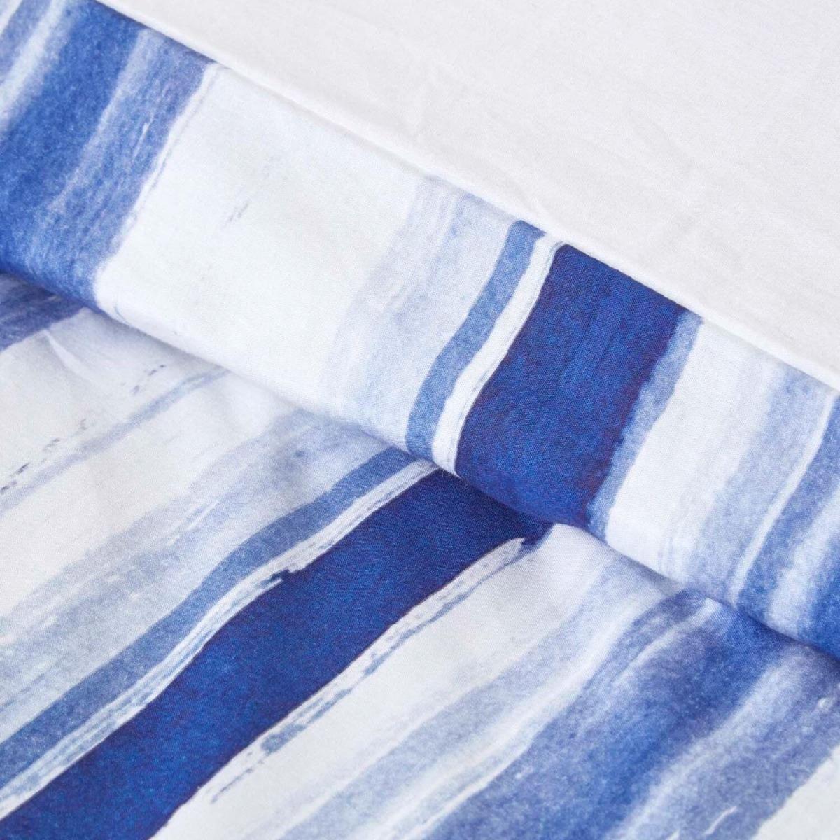 Blue Stripe Digitally Printed Cotton Duvet Cover Set - Blue / King – image 2