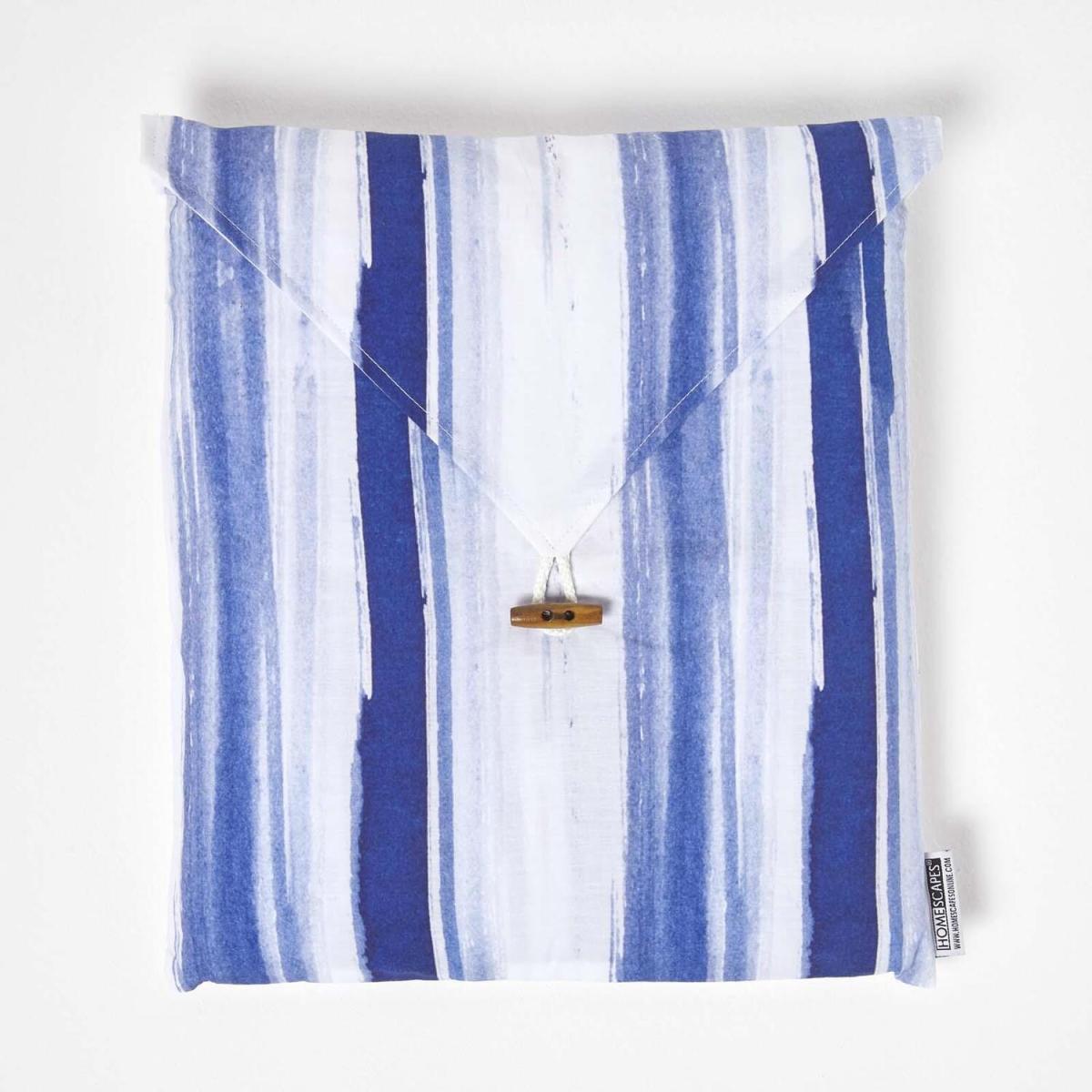Blue Stripe Digitally Printed Cotton Duvet Cover Set - Blue / King – image 4