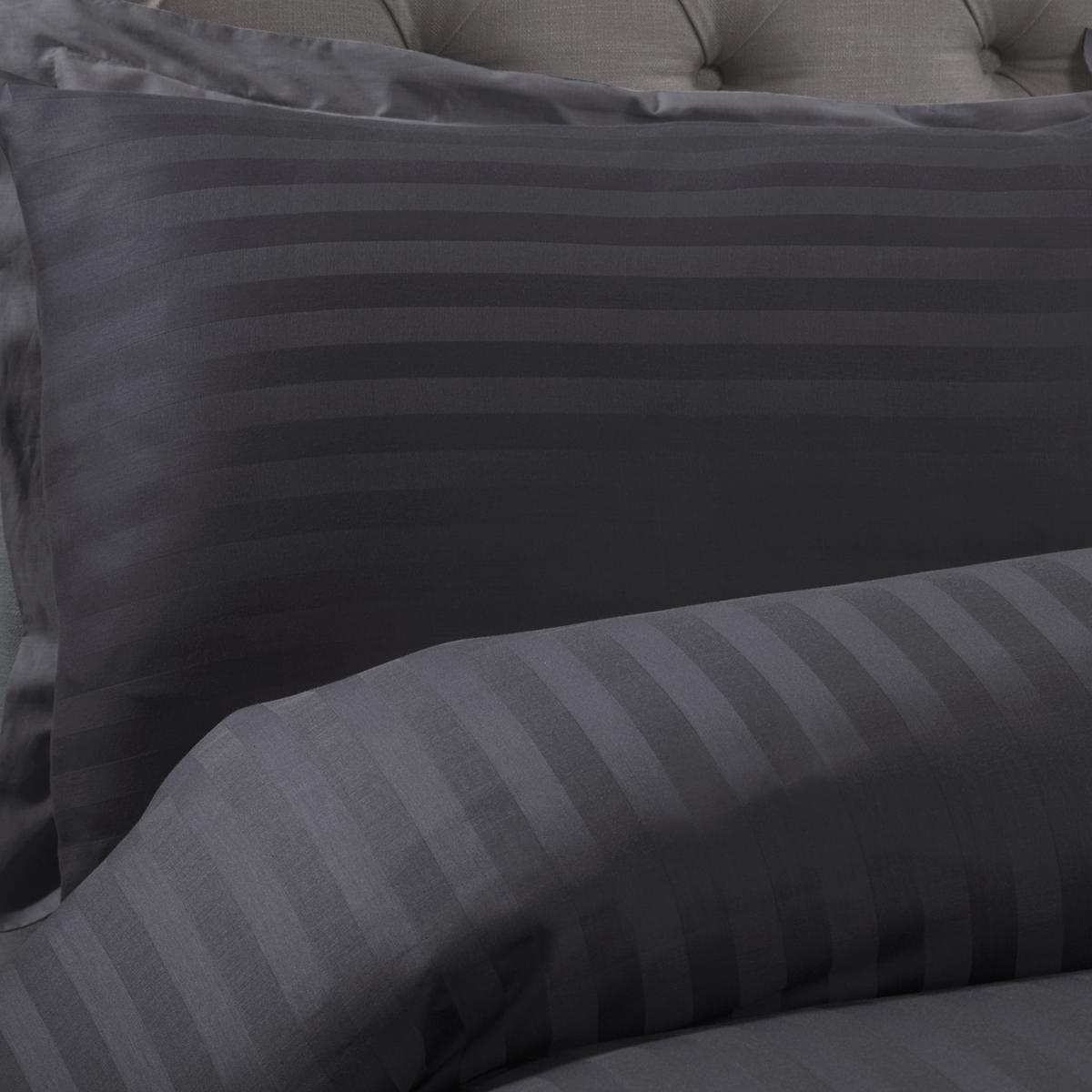 Luxury Satin Stripe Duvet Cover and Pillowcase Set - White / King – image 13