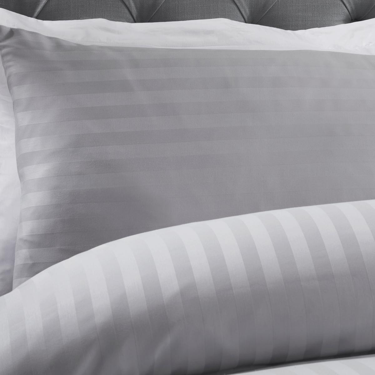 Luxury Satin Stripe Duvet Cover and Pillowcase Set - White / King – image 16
